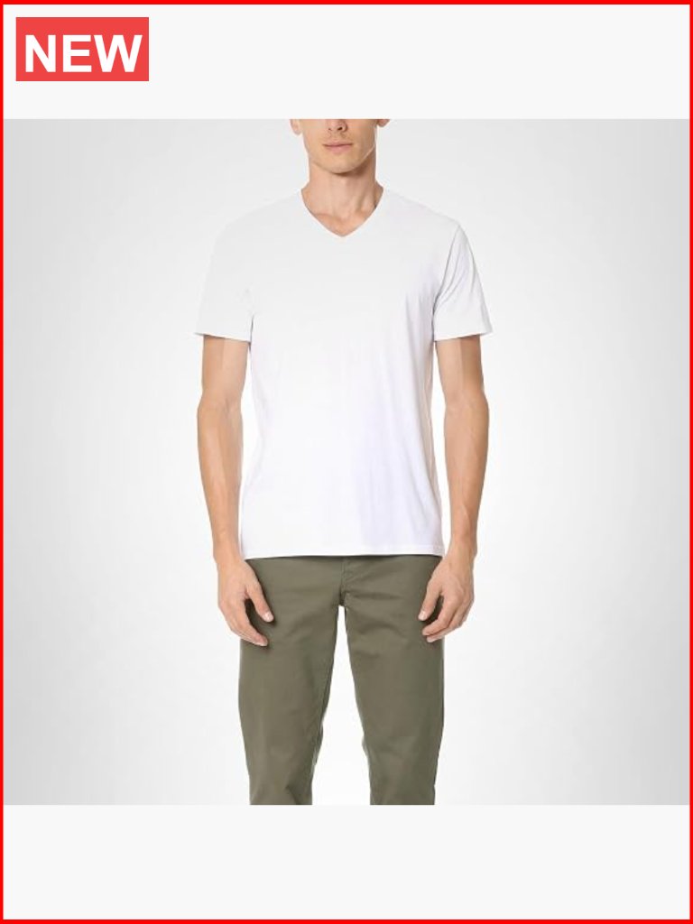 Men's Short Sleeve Pima Cotton V-Neck T-Shirt Regular Fit Pull On